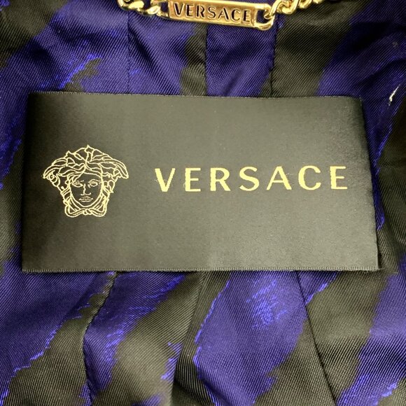 Versace Blue and black woven wool coat - Picture 7 of 7